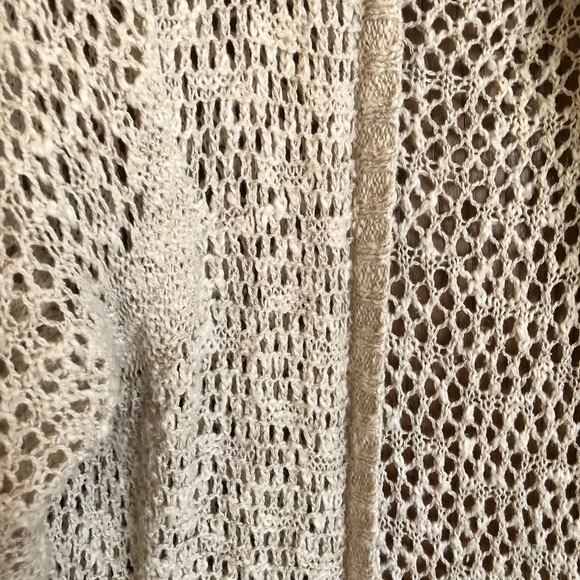 Cynthia Rowley Long Sweater Open Knit Beige Cardigan w/hood One Size - Picture 5 of 8